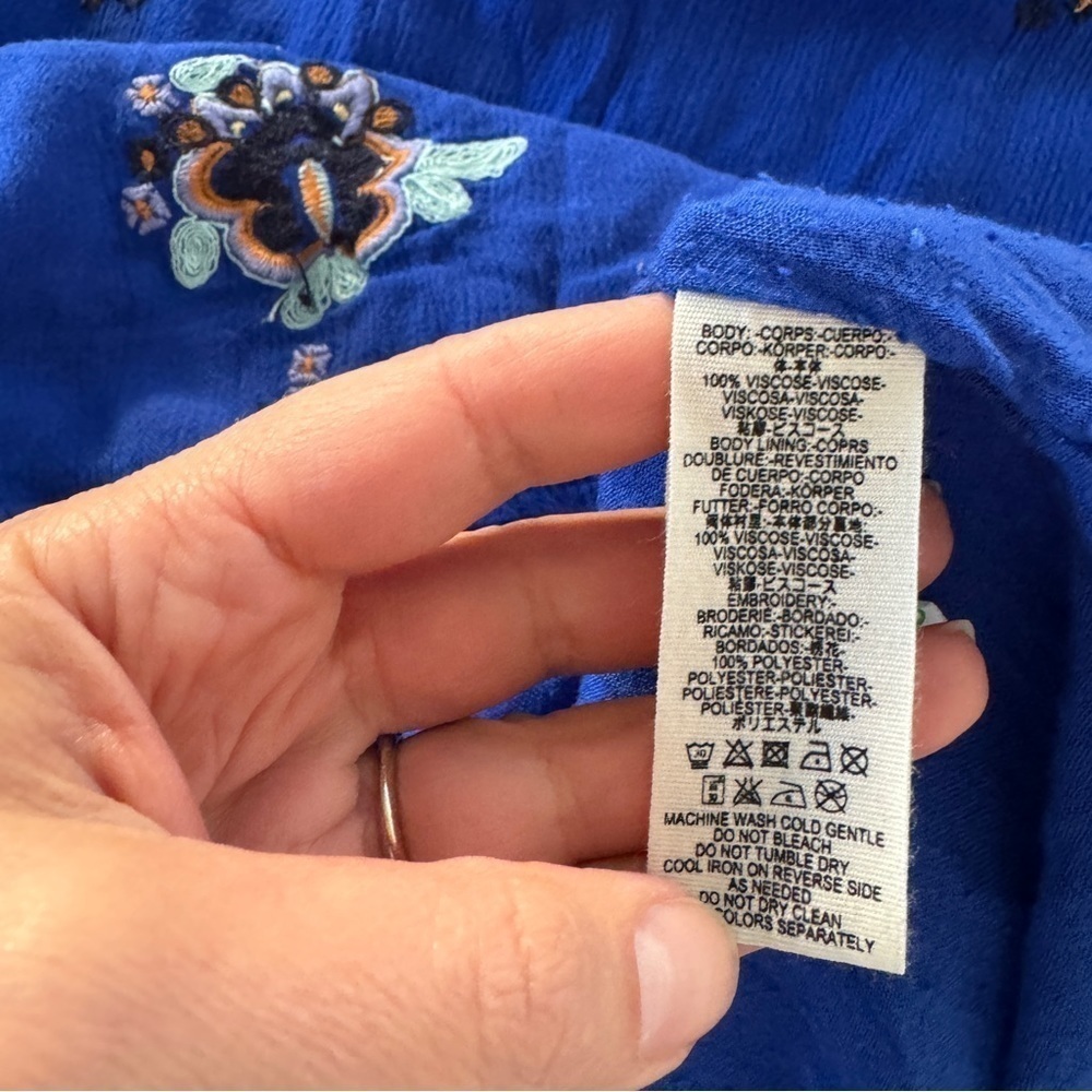 Free People Blue Embroidered Open Back Long Sleeve Dress - Picture 14 of 15